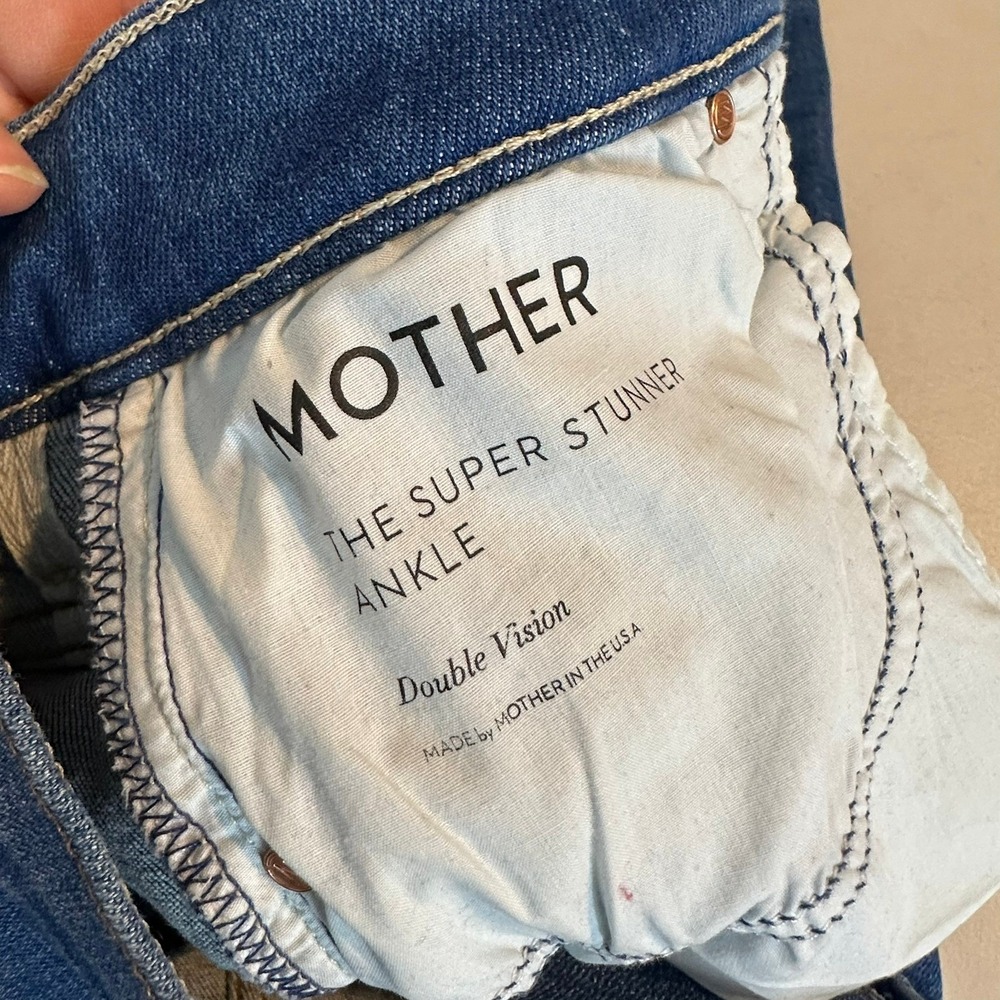 MOTHER The Super Stunner Ankle Skinny Jeans Button Fly Heart Size 27 Denim - Picture 13 of 16